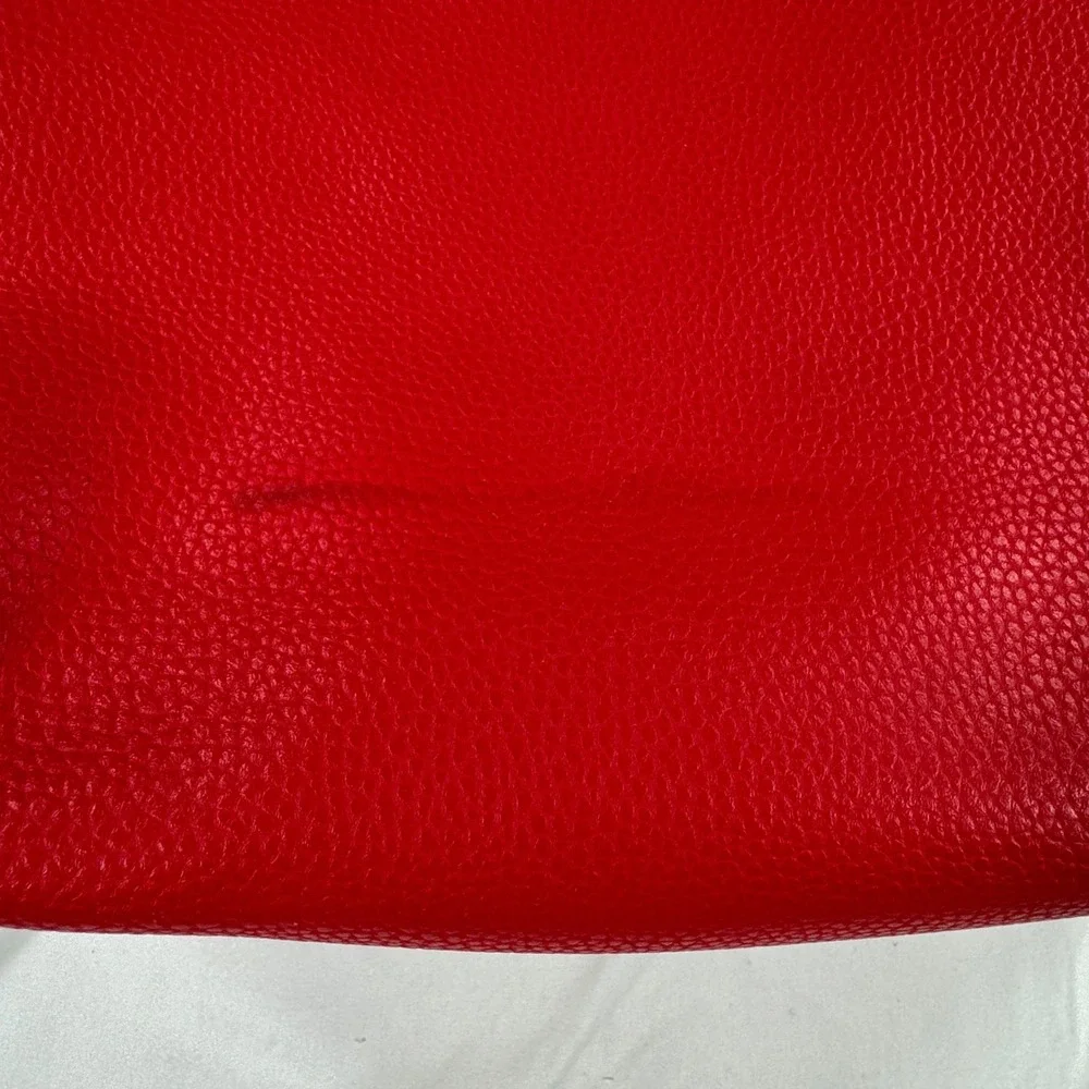 Mark and Graham Red Pebbled Leather Slouchy Tote Monogram K Handbag